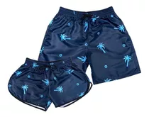 Shorts Moda Praia Verao Kit Casal Com Mozao Bermudas Iguais 