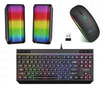 Kit Teclado Semi-mecanico Mouse S Fio Caixa De Som Rgb Gamer