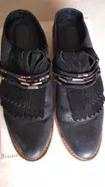 Suecos Zapatos Texanos Negros De Cuero Vaca