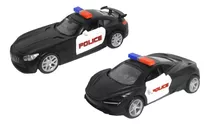 Kit 2 Carrinhos De Polícia De Ferro Ferrari E Mercedes 1:32
