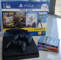 Sony Playstation 4 Slim 1 Tb + 2 Controles + 3 Jogos