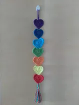 Colgante Artesanal Crochet 7 Chakras Corazón . Apapacha