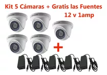 Kit 5 Cámaras Domos 720p + Gratis Fuentes 12v 1amp