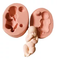 Molde Silicone-  Bebê Útero Bipartido Mão Rosto 8cm( Bl1022)