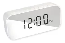 Reloj Despertador Y Parlante Bluetooth Alarma Micro Sd Radio Color Blanco