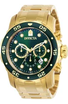 Relógio Invicta Pro Diver Plaque Ouro Fundo Verde 0075
