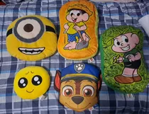 Lote De 5 Almohadones Infantiles: Emoji, Paw Patrol, Monica