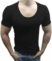 Camisas Básica Slim Gola Canoa Elastano Manga Curta