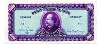 Billete De Chile 10 Escudos Serie F-8 Figueroa-mackenna Unc