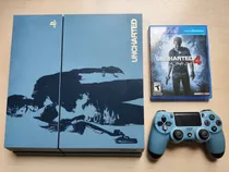 Playstation 4 Slim 500gb Edição Limitada Uncharted 4 Bundle Completo 2 Controles 5 Jogos