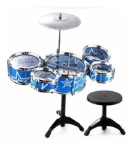 Mini Bateria Musical Infantil 5 Tambores Com Banco Jazz Drum