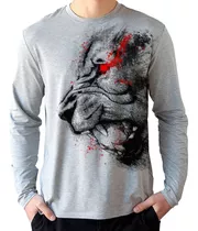 Remeras Estampadas Personalizadas Sublimada Manga Larga Gris