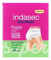 Indasec Pants Super M X 10 Unidades Incontinencia Moderada