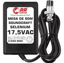Fonte Ac 17,5v Para Mesa Mixer Soundcraft Sx802fx Sx1602fx