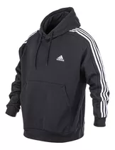 Buzo Hoodie adidas Essentials 3 Tiras Negro Solo Deportes