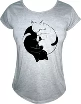 Remera Mujer Sublimada Yin Y Yang Gatitos