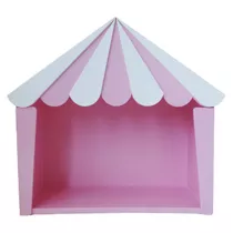 Mini Tenda Circo Rosa Bebê Branco Festa Decoração Mdf