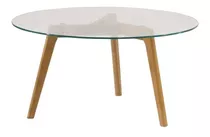 Mesa De Living Ratona En Vidrio Con Patas De Madera Dyd