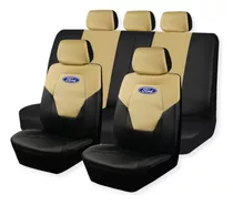 Cubreasiento Funda Ecocuero Ford Negro Beige Logo Bordado