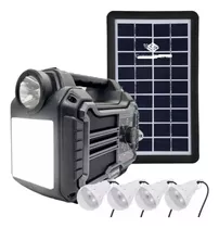 Kit Panel Solar Con Radio Portatil + 4 Bombillos Led + Usb