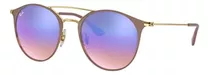 Anteojos De Sol Ray-ban Rb3546 Standard Con Marco De Acero Color Matte Light Brown, Lente Blue De Cristal Degradada/flash, Varilla Gold De Acero