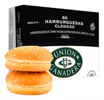 60 Hamburguesas Unión Ganad 100% Carne + Pan Fargo + Aderezo