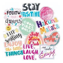 Pack Stickers Calcos Vinilos Frases Good Vibes - Termo 