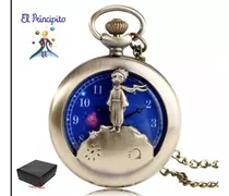 Reloj Bolsillo Cadena, El Principito, Fondo Azul + Caja .