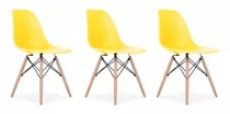 Kit 3 Cadeiras Charles Eames Wood Design Eiffel Colorida