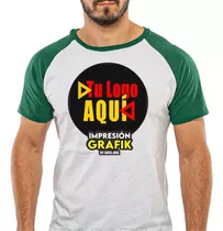 Remeras Manga Ranglan Verde Logo Frase Foto Doble Estampado