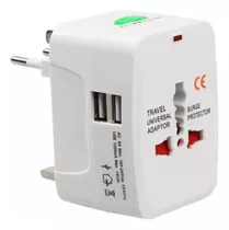 Adaptador Viajero Cargador 2 Usb Enchufe Universal 220v