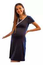 Camisola Pijama Maternal Y Lactancia Mitima Azul/celeste
