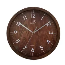 Reloj Pared Madera Siklos 25 Cm Color Madera Silencioso Color De La Estructura Marrón Oscuro Color Del Fondo Marrón Oscuro