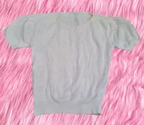 Sweater Remera Manga Corta Blanca Estilo 90s Para Mujer