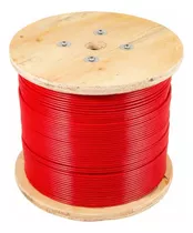 Piola Cable Acero 3mm Forrado Pvc Rojo 100 Metros Pullcord