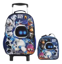 Kit Mochila Escolar Robô Astro Bot Playstation Rodinha Tam G