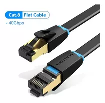 Cable De Red Vention Cat8 Certificado - 1.5 Metros - Plano Ultra Fino - Premium Patch Cord - Rj45 Ethernet 40gbps - 2000 Mhz - 100% Cobre - Ikcbg
