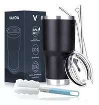 Vaso Térmico De 30oz Acero Inoxidable Con Popote Y Cepillo 