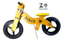 Bicicleta Infantil Pedagogica De Madeira Bichiclo Cor Amarelo