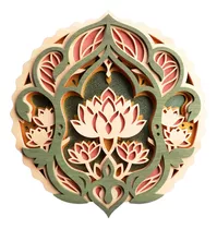 Flor De Loto 3d Mandala Circular Vector Corte Láser Svg Ai