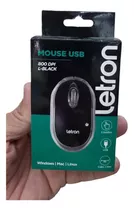 Mouse Usb Letron Preto Com Fio Para Office