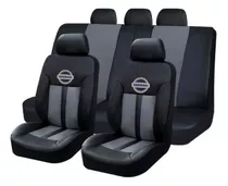 Cubreasiento Funda Ecocuero Negro Gris Nissan Logo Bordado