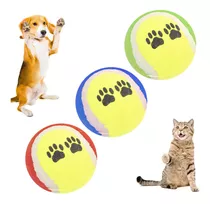 Set X 3 Pelotas De Tenis Para Mascotas Perro Huellas Color Surtido