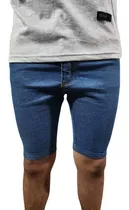 Bermuda De Jean Corto Hombre Chupin Pantalon Elastizado