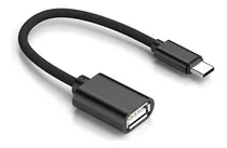 Cable Adaptador Otg Usb Hembra A Tipo C Macho Color Negro