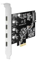 Placa Adaptador Controladora Pcie Usb C Tipo C Com 4 Portas