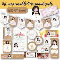 Kit Imprimible Comunión Nena Mod.3 Personalizado Candy Bar