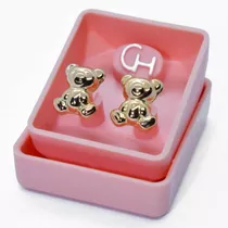 Aros Abridores Para Bebé Teddy Bear, Palito Oro 18k