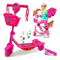 Patinete Infantil 3 Rodas C/ Música E Luz Brinquedo Rosa