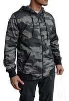 Campera Hombre Camuflado Liso Capucha Algodón Rustico Ligero